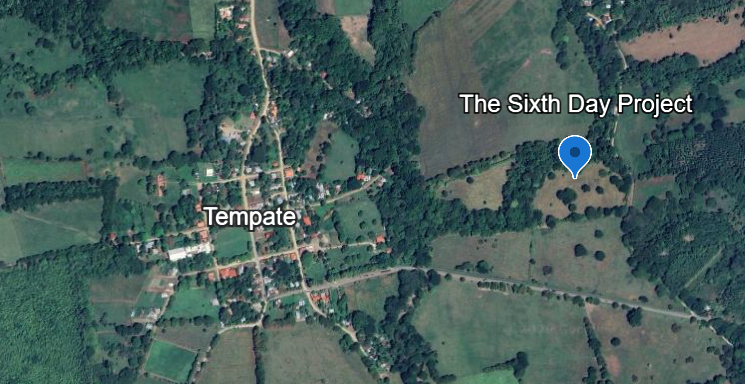 Satellite view of the Sixth Day Project farm site in Tempate, Guanacaste (10.4145°N, 85.7120°W)